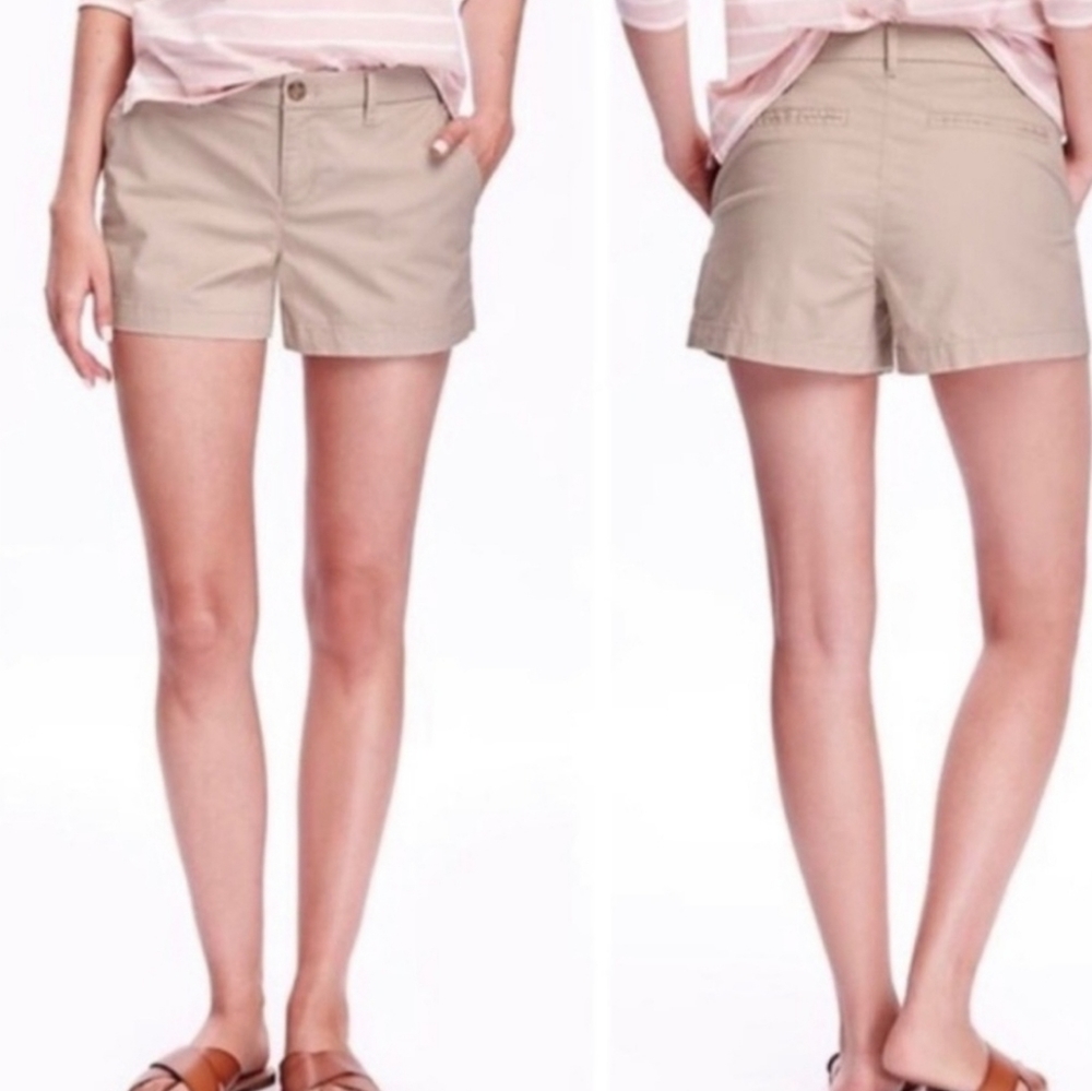 NEW OLD NAVY Stretch Chino Shorts SZ 10 Cotton Flat Front Lightweight Khaki …